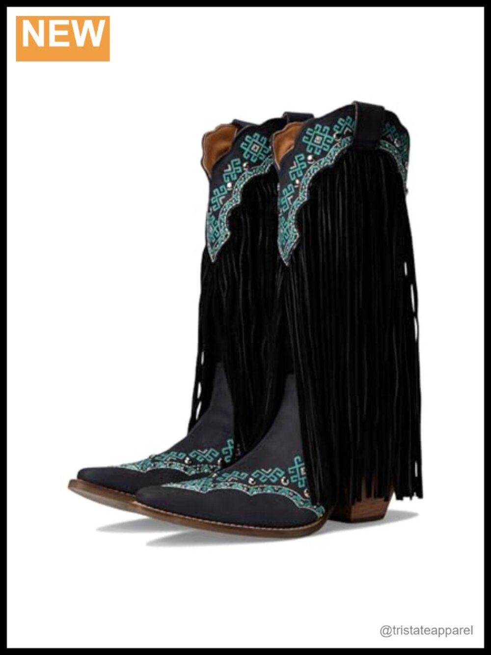 Women's Suede Fringe Snip Toe Mid Calf Cowgirl Boots Pull On Block Heel Western